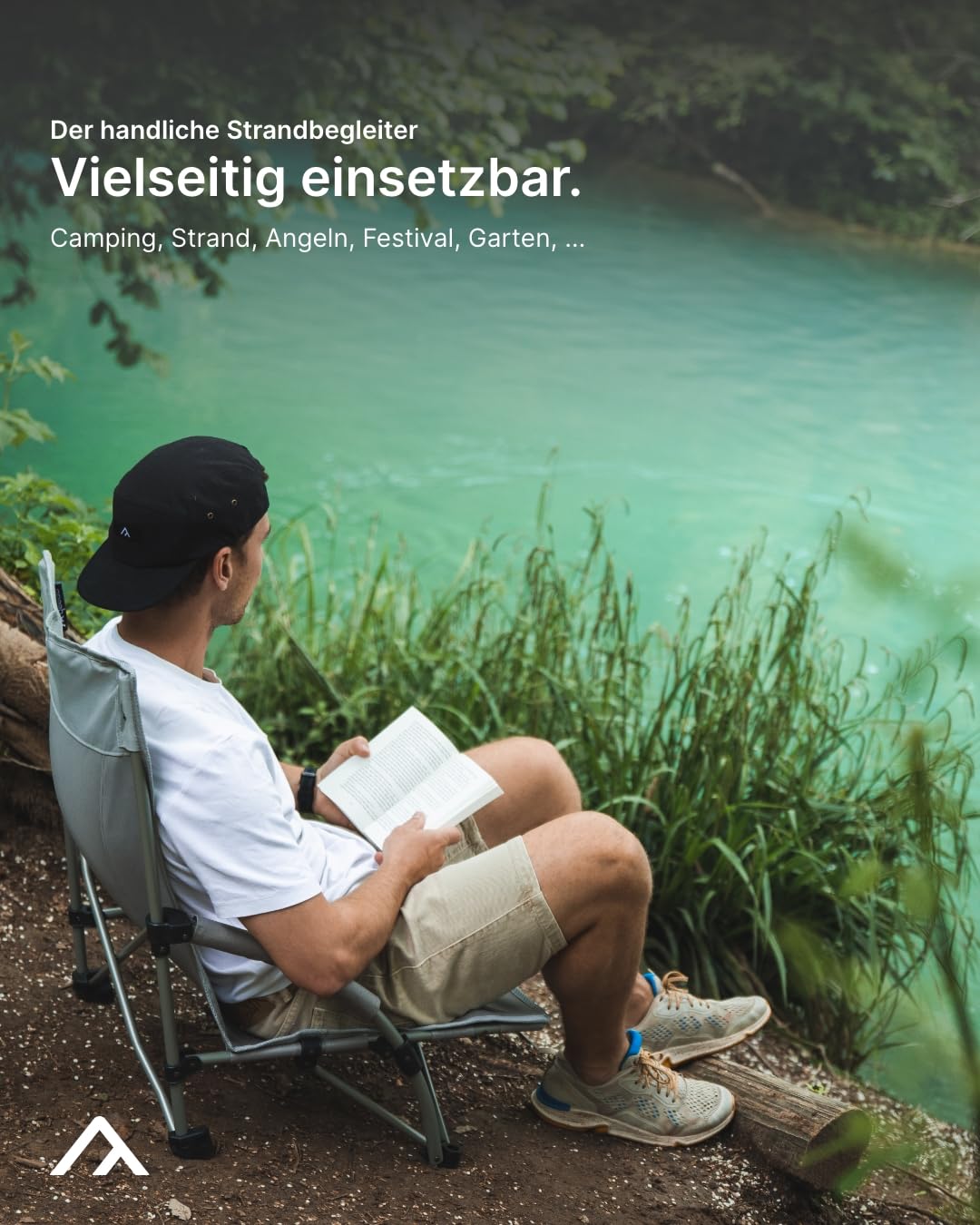 qeedo Johnny Beach Faltbarer Strandstuhl inkl. Netzbelüftung, kleines Packmaß, tragbar mit Packtasche, Sonnenstuhl klappbar, Strandhocker, Campingstuhl mit Breiten Standfüßen & niedriger Sitzhöhe 5