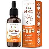 NutraChamps Kids Vitamin D 3 K2 Drops, Vitamin D3 & K2 MK-7, Liquid Vitamin D for Kids 1000 IU, Healthy Bones, Heart & Immune System, Sugar Free Supplement for Toddlers, 300 Servings