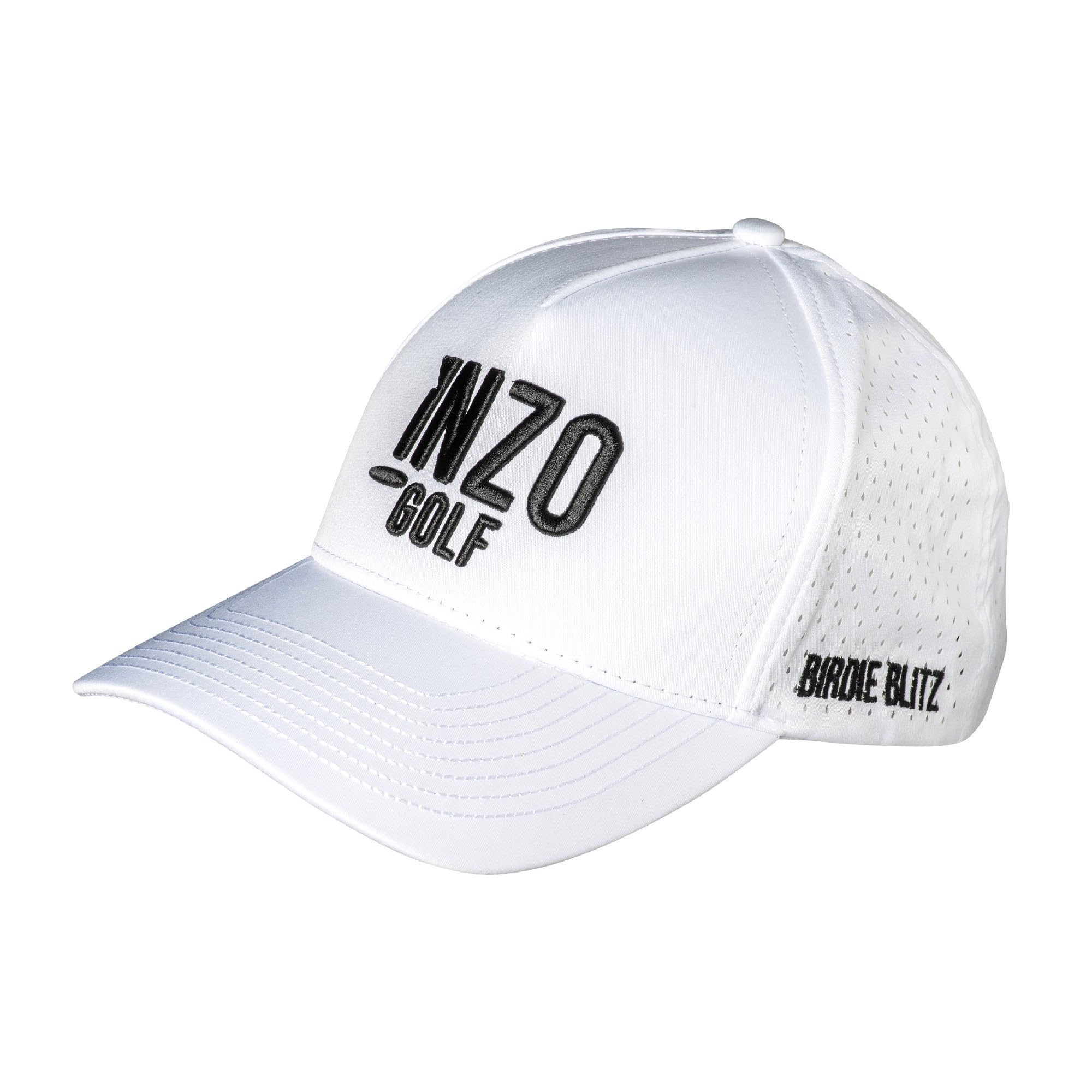 INZO Golf Birdie Blitz Golf Cap Hat with Laser Perforated Side & Rear Breathable Mesh Panels (White)