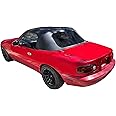 KUAFU Convertible Soft Top Replacement Compatible with 1990-2005 Mazda Miata MX5, Soft Roof with Clear Plastic Window Black Sailcloth Vinyl