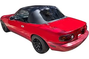 KUAFU Convertible Soft Top Replacement Compatible with 1990-2005 Mazda Miata MX5, Soft Roof with Clear Plastic Window Black S