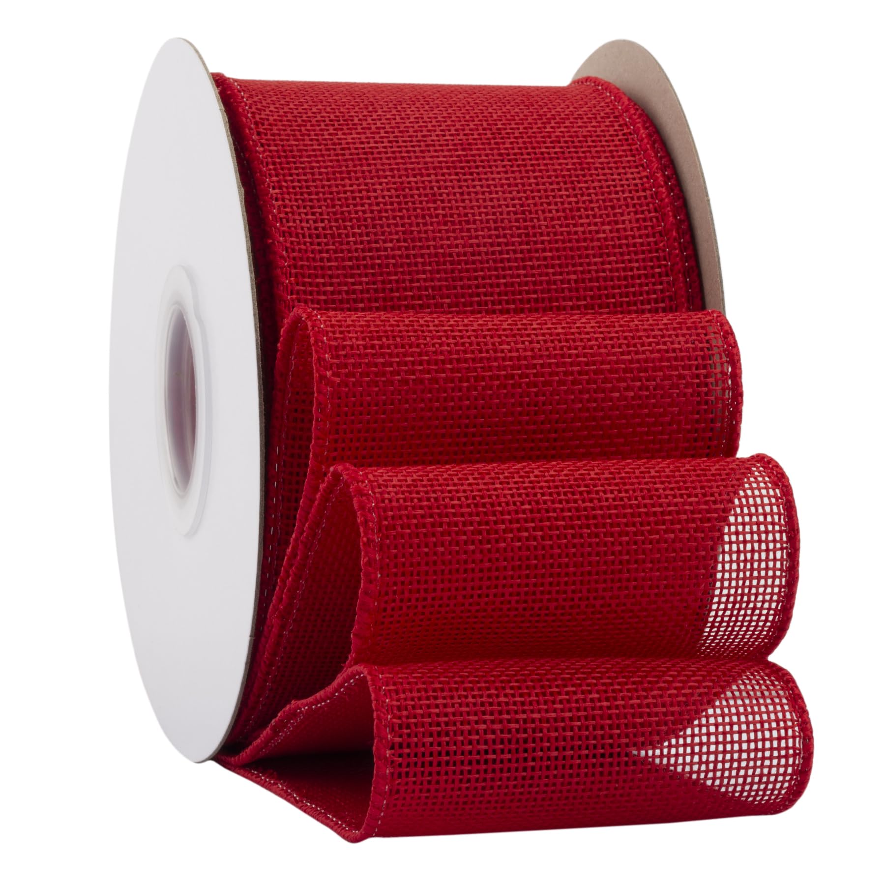 Ribbonitlux Red Burlap Wired Ribbon, 75mm x 18 Meters, Wired Edge Burlap Ribbon for Gift Wrapping, Big Bow, Wreath, and Christmas Tree Decoration