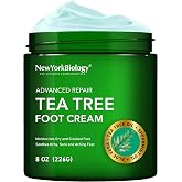 New York Biology Tea Tree Oil Foot Cream - 8 oz | Moisturizing Care for Dry Feet &amp; Rough Heels