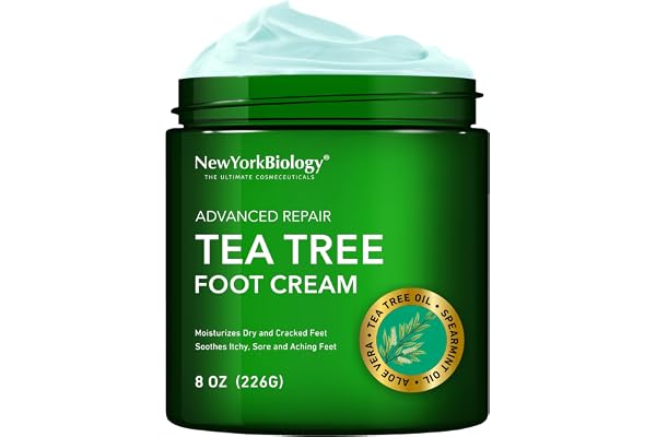 New York Biology Tea Tree Oil Foot Cream for Dry Feet and Rough Heels - Moisturizing Foot Cream - 8 oz