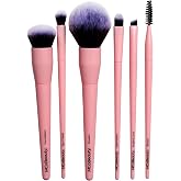 MCoBeauty Everyday Essentials Makeup Brush Set - 6-Piece Face &amp; Eye Kit | 6 Soft Synthetic Brushes for Base, Eyes &amp; Brows, Foundation, Shading, Crease, Liner, Blush &amp; Brow Comb, Vegan &amp; Cruelty Free