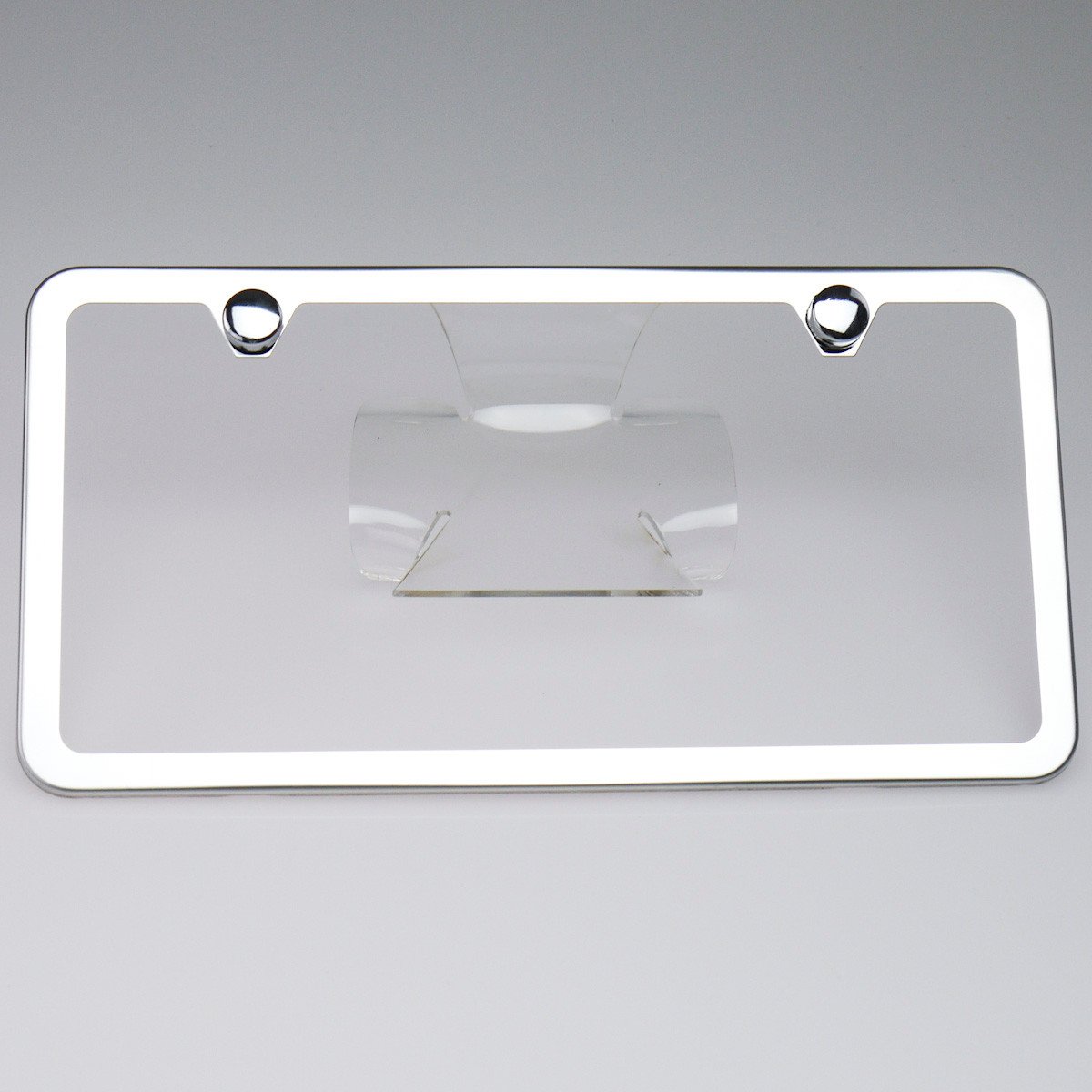 Slim Stainless Steel License Plate Frame Chrome 2 Holes