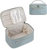 Wandering Nature Travel Makeup Bag with Brush Compartment Greyish Blue