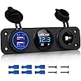 Linkstyle 3 in 1 Charger Socket Panel, 12V Dual USB Car Socket Charger Socket Power Outlet & LED Digital Voltmeter & Cigarette Lighter Socket Splitter Adapter for Truck Car Marine Boat RV
