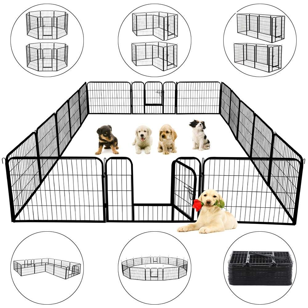 Topeakmart 24inch Foldable Pet Dog Pen & Metal Pet Playpen Puppy Cat