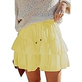 Aoudery Flowy Shorts for Women Boho Ruffled Tiered Skorts Casual High Waist Mini Skirts Tennis Golf Comfy Shorts 2025