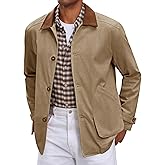 Runcati Mens Lightweight Jackets Button Down Casual Cotton Barn Jacket Vintage Military Fall Outwear with Pockets