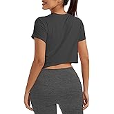 Bestisun Short Sleeve Workout Crop Tops Cropped Athletic Gym Yoga T-Shirt for Women