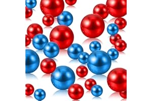 Luerbi Blue Red Vase Filler | 150PCS Pearls Bead for Centerpieces Vases | 8/14/20 mm No Hole Beads, Fake Pearls for Wedding Birthday Theme Party Table Centerpieces Decor