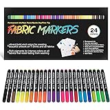 Fabric Markers Permanent for T Shirts Baby Clothes Onesies Bibs White Pillow Canvas Tote Bags Clothing - No Bleed - Fine Tip 