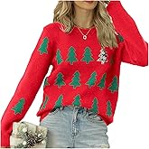 Women's Ugly Funny Christmas Sweaters Long Sleeve Knit Pullover Sweater Cute Reindeer Tree Snowflake Sweater