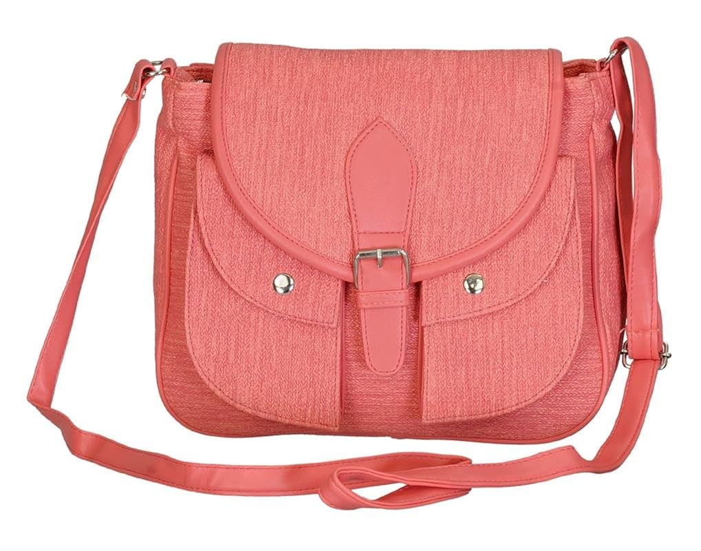 belladona women's double pocket sling bag(peach pink)
