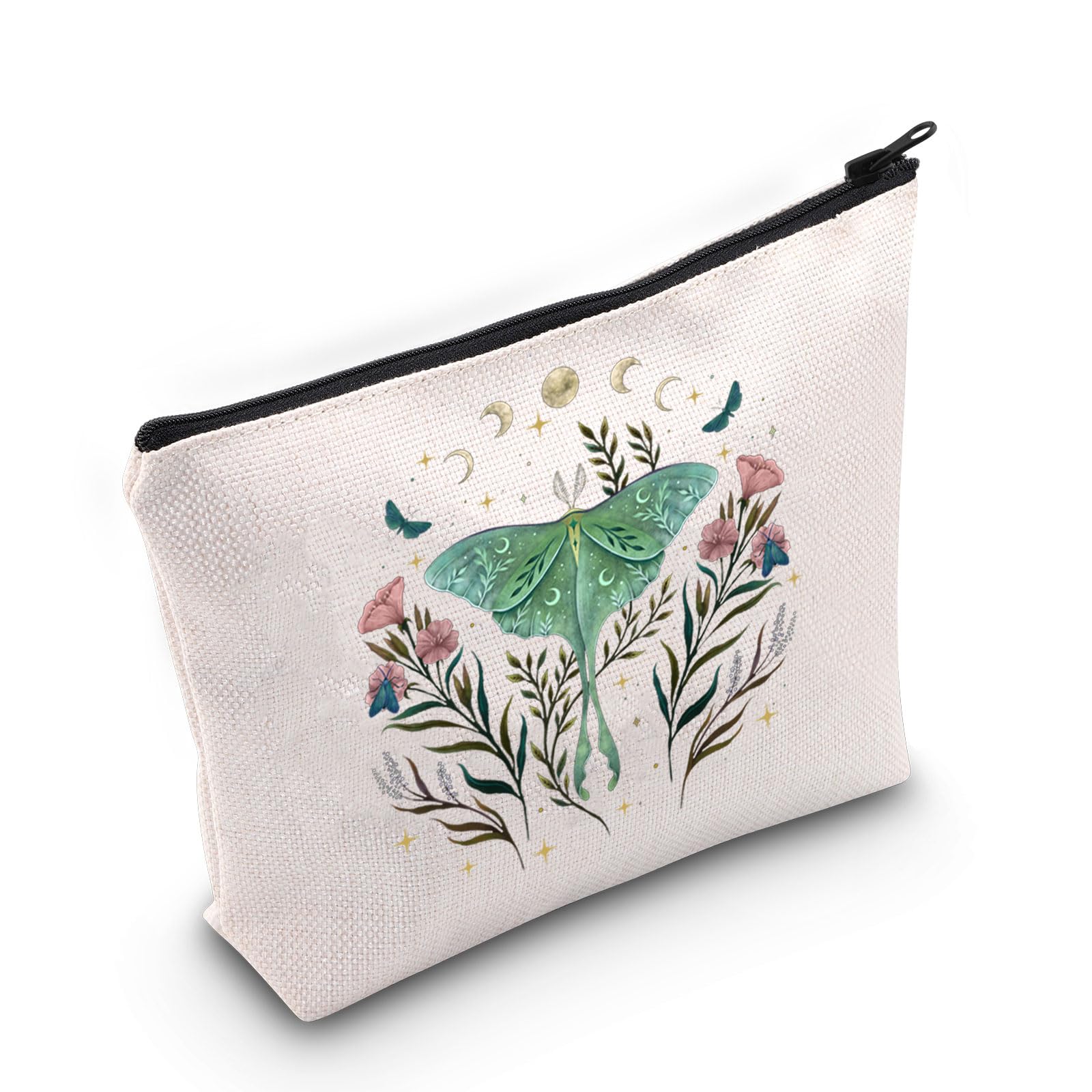 PLITI Luna Moth Gift Moon Phases Luna Moth Insect Lover Gift Green Luna Moth Witch Makeup Bag Goth Gothic Butterfly Moth Gift (Luna Moth BagU)