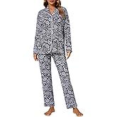 Tugege Pajamas Set Long Sleeve Sleepwear Womens Button Down Nightwear Pj Sets
