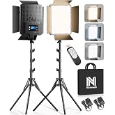 NiceVeedi 2-Pack Photography Lighting Kit, 36W Bi-Color Studio Lights 2700-6500K CRI 95+, Dimmable LED Video Light Kit with Remote Control &amp; 72&rdquo; Tripod Stand, Lighting for Video Recording/Photography