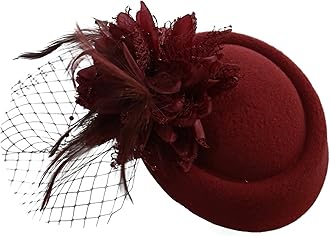 CaprilitePillbox Fascinator Hat for Women Weddings Bird Cage Veil Clip