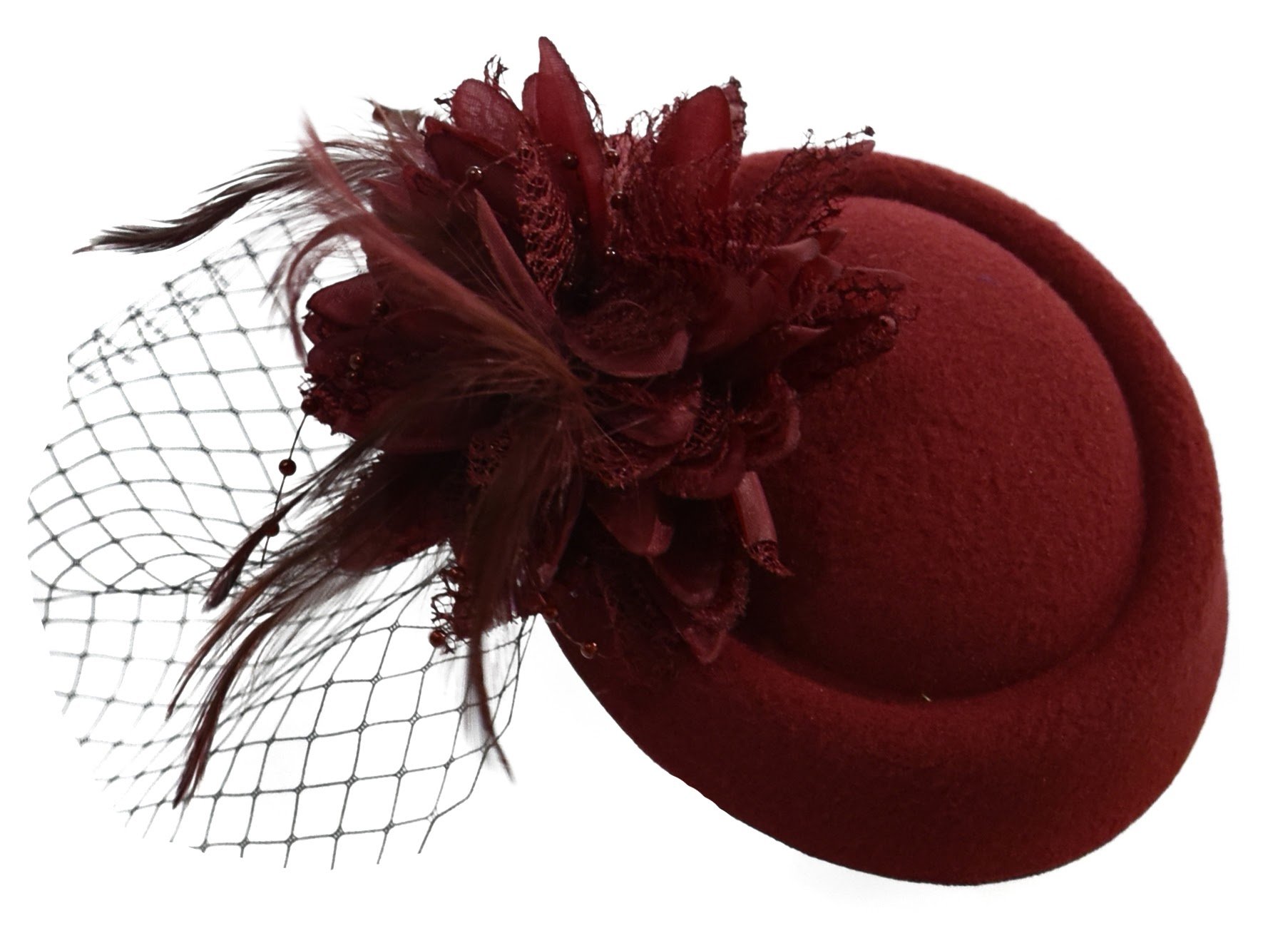 CaprilitePillbox Fascinator Hat for Women Weddings Bird Cage Veil Clip