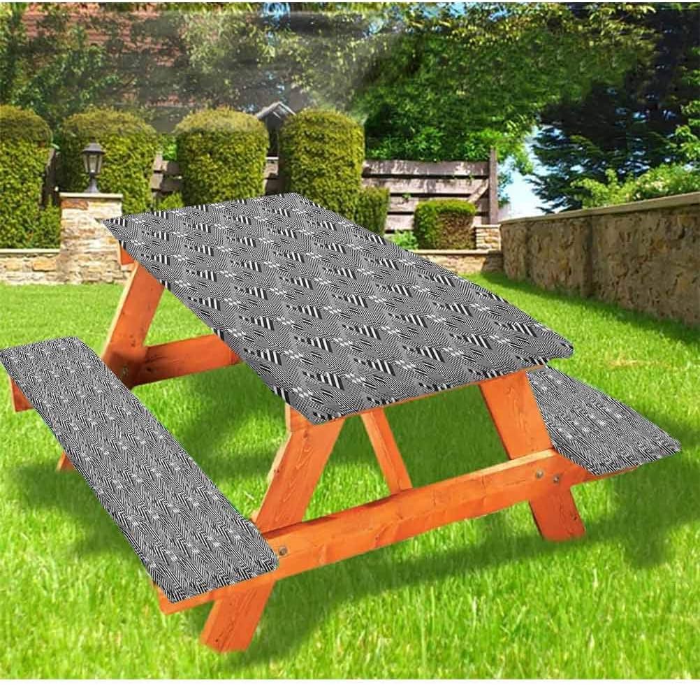 72 Inch Polyester Deluxe Picnic Table Covers,Monochrome