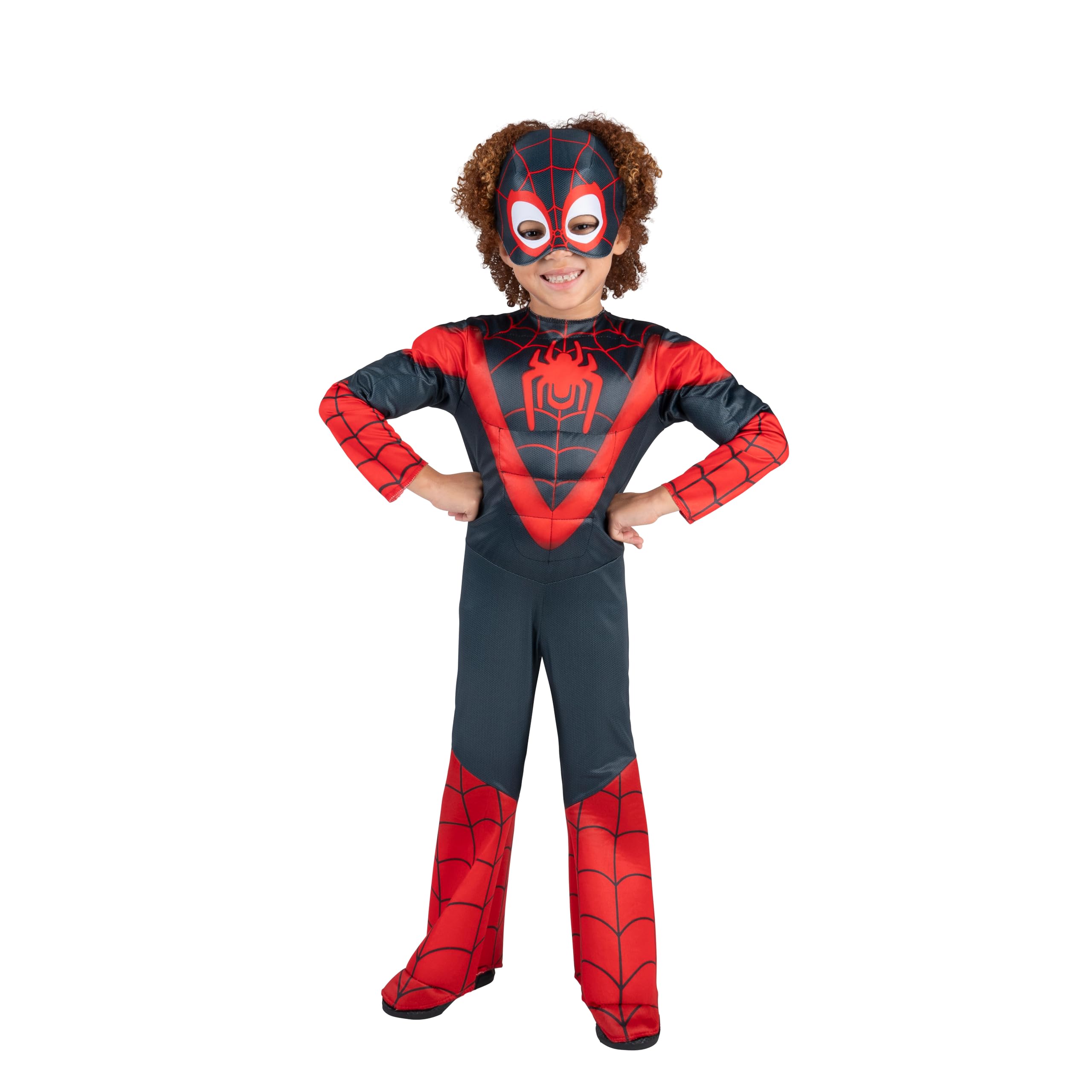 MARVEL Official Toddler Deluxe Halloween Costume - Premium Quality Padded Jumpsuit and Fabric Headpiece (3T-4T)