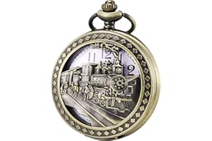 MORFONG Steampunk Pocket Watch Men Women 3D Locomotive Steam Train FOB Chain Quartz Watches
