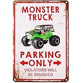 Boys Bedroom Sign Monster Truck Room Decor Metal Signs Garage Monster Truck Parking Only Violators Will Be Smashed Wall Decor