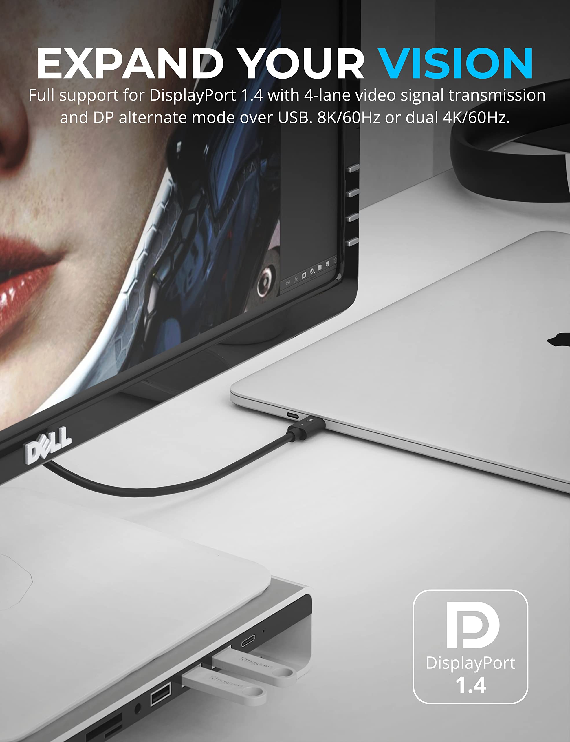 SABRENT Certified Thunderbolt 4 Cable, 2M (6.5ft) – 100W Power Delivery, 8K DisplayPort 1.4, 40Gbps Data Transfer, USB 4/3 Compatible, E-Marker Chip for MacBook, iPad, and Windows Devices (CB-T4M2)