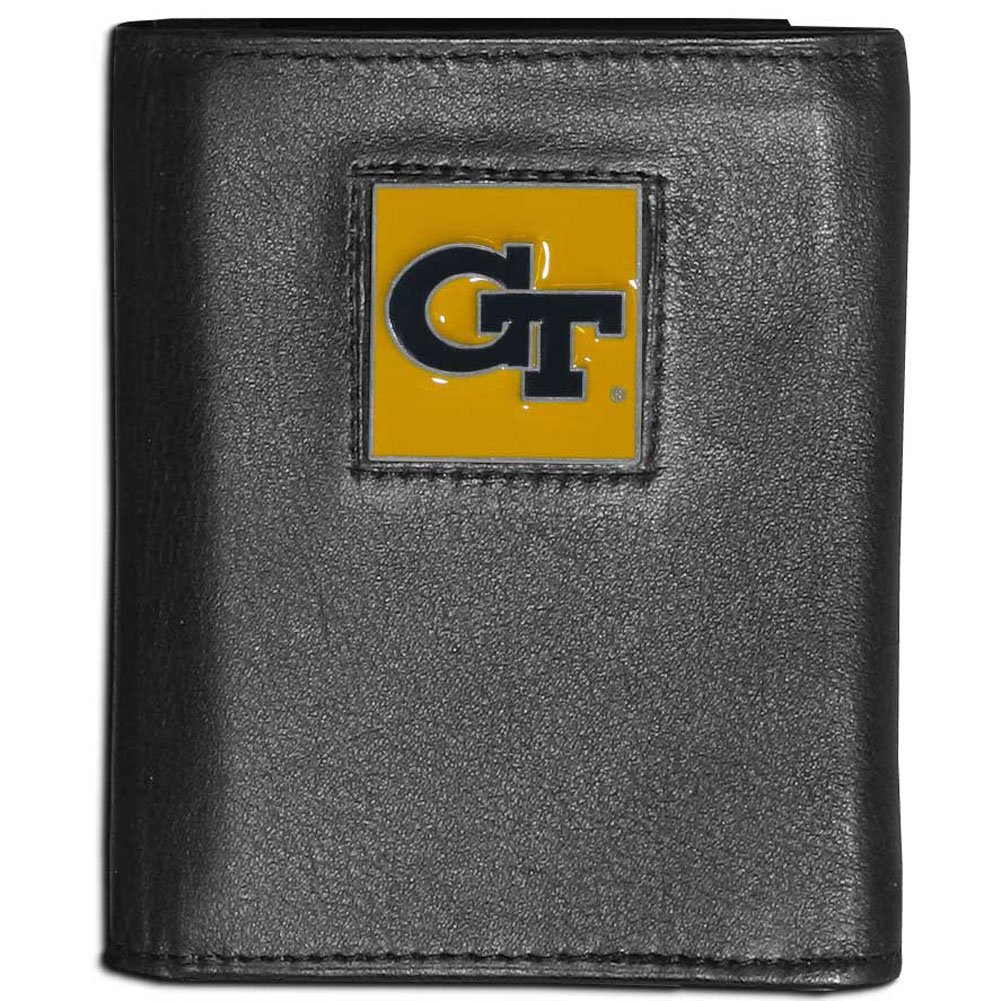 Siskiyou Sports NCAA Mens Georgia Tech Deluxe Leather Tri-fold Wallet One Size Black