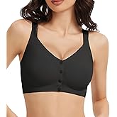 Gailife V Neck Jelly Front Closure Bras for Women Wireless Full Coverage Mastectomy Bralettes Seamless Everyday Bra