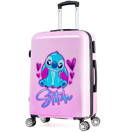 Disney Stitch Suitcase Set or Individual, Hard Shell Suitcase with Wheels  28L, 50L or 91L, Wheels (Pink Stitch Medium) in Oman Whizz Kids' Luggage