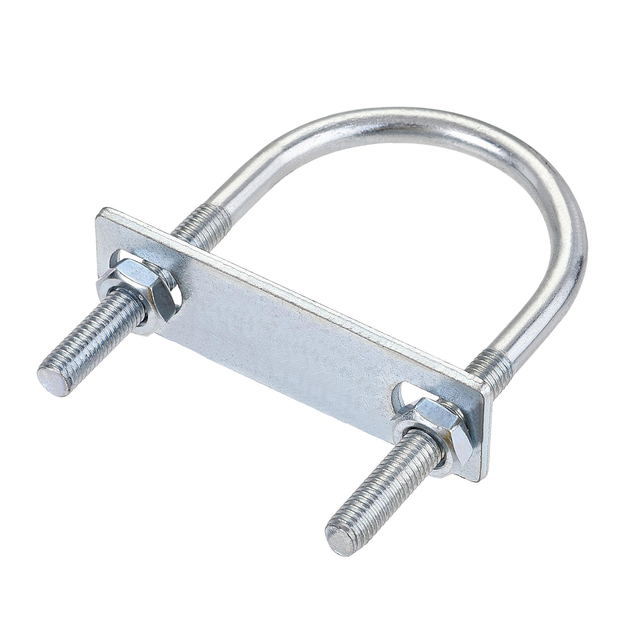 MACHSWON Round U-Bolt,1 Set Zinc Plated Alloy Steel M8 U Bolts 55mm(2.17") Inner Width 100mm Length with Nuts and Frame Plate for Automobiles Boat Trailer