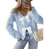 MEROKEETY Women's Tie Front Bow Cardigan Sweaters 2025 Long Sleeve Chunky Knit Cute Trendy Fall Winter Coats