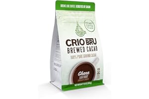 Crio Bru Ghana Light Roast - Coffee Alternative Natural Healthy Drink | 100% Pure Ground Cacao Beans | 99.99% Caffeine Free, Keto, Low Carb, Paleo, Brew And Enjoy Hot or Iced (10 Ounce (Pack of 1))