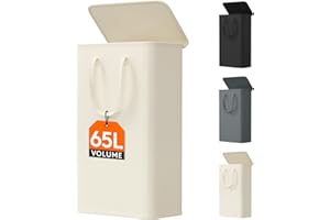 Lifewit 65L Slim Laundry Hamper, Small Laundry Basket with Lid, Dirty Narrow Collapsible Clothes Storage with Easy Carry Exte