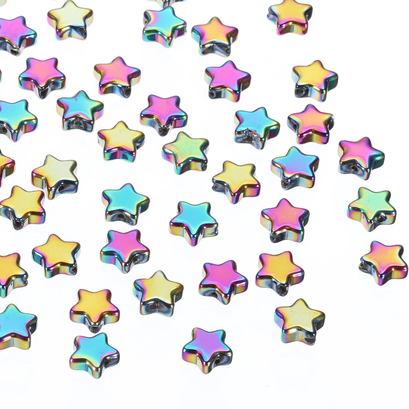 PATIKIL 8mm Crystal Star Beads, 100 Pcs Glass Spacers Bead Star Shaped Charm Pendants for Jewelry Making Bracelet Necklace DIY, Colorful