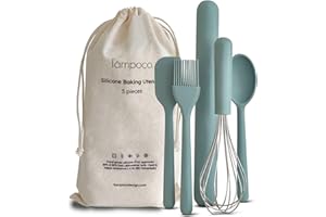 TAMPOCO DESIGN LLC Tampoco Real Kids Cooking & Baking Set – Montessori Kitchen Tools for Real Cooking with Food-Safe Silicone Utensils – Functional & Fun Gift for Young Chefs