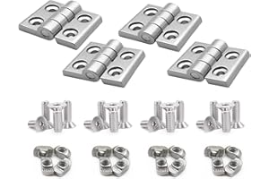BLCCLOY 4 Sets 10 Series Aluminum Extrusion Profiles Pivot Hinge Bracket Install Kit Connector, 4Pcs 1010 Hinge with T-Nuts S