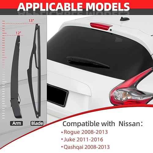 Rear Wiper Arm With Blade For Nissan Rogue 2008-2013... Rear Windshield Wiper Arm - Foto 9