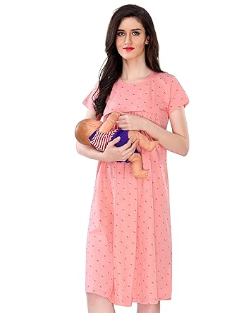 AV2 Women Printed Maternity Feeding Nighty