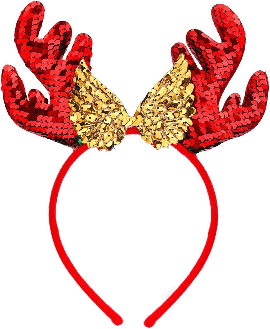 HSWE Christmas Dear Antler Headband for Women Snowflake Hair BandXmas Decorations Accessories for Girls (Angel Wings Headband)