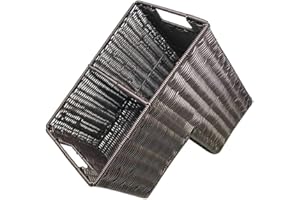 Trademark Innovations 14.5" Plastic Wicker Storage Stair Basket With Handles (Brown)