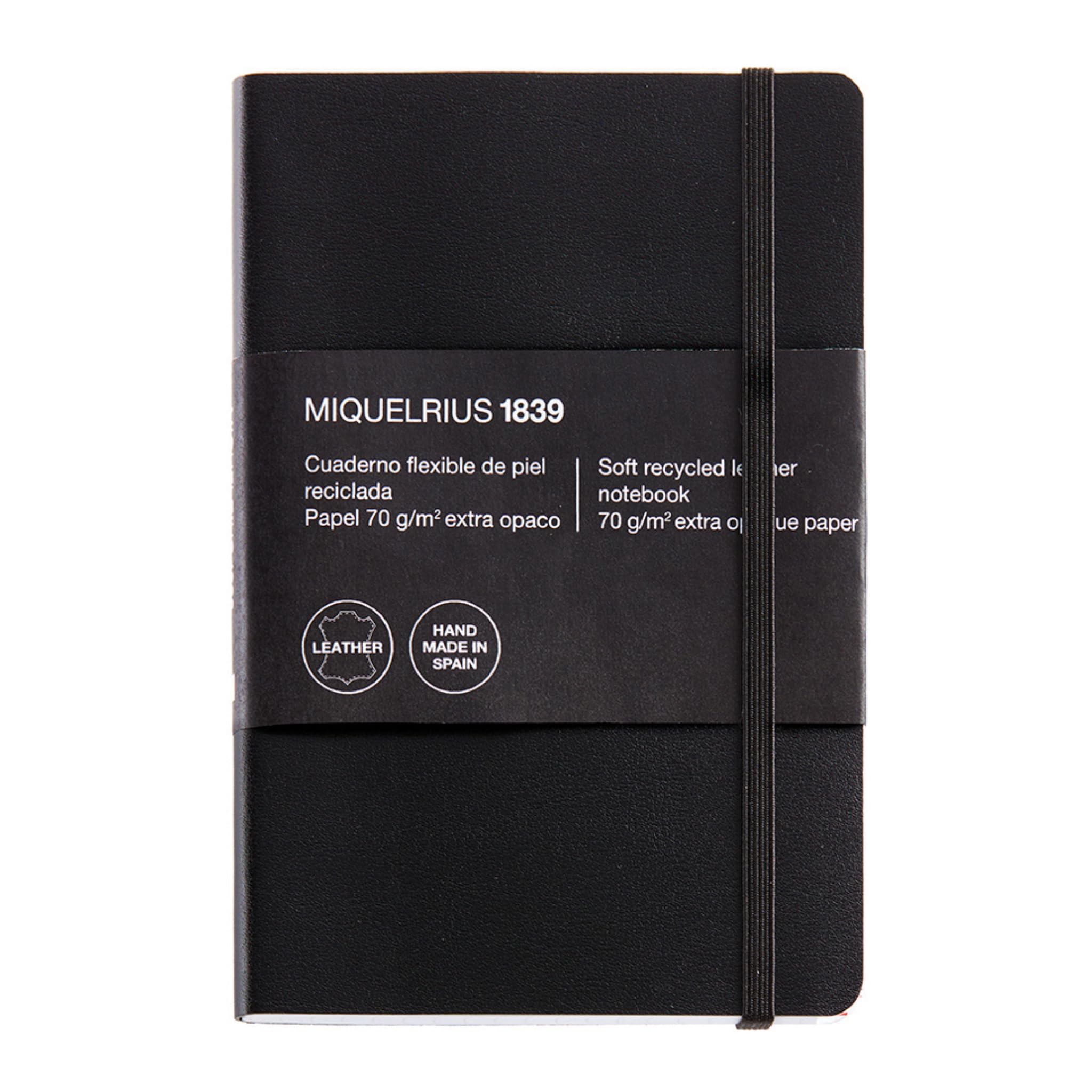 Basicos MR 10419 – Flexible Leather Notebook, 8 200 Sheets, Squared with Index with Rubber, Black.