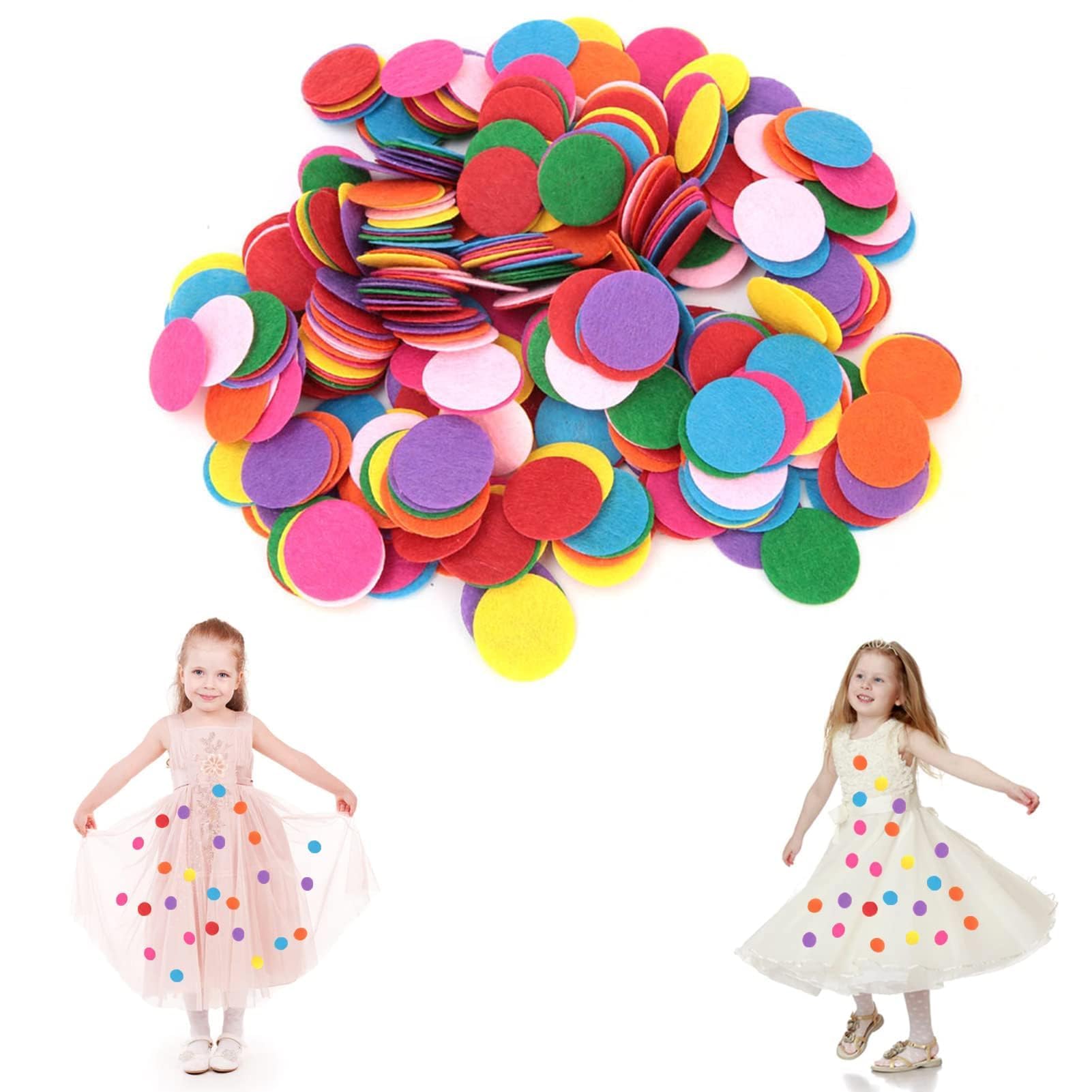 Agatige 500 Pieces Craft Felt Circles, 2.5cm Mixed Colors Felt Dot Patches Colored Felt Pads Round Appliques Felt Patches for DIY, Sewing, Crafting, Floral Party, Wedding, Table Decoration