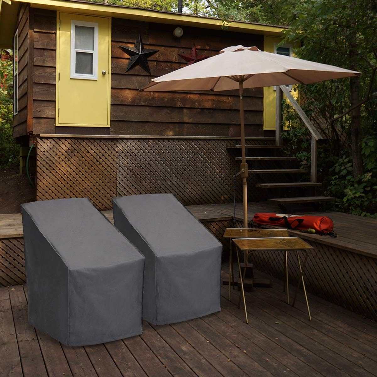 Patio Watcher 4 High Back Patio Chair Cover, Durable and Waterproof Outdoor Furniture Chair Cover, Grey : Garden & Outdoor