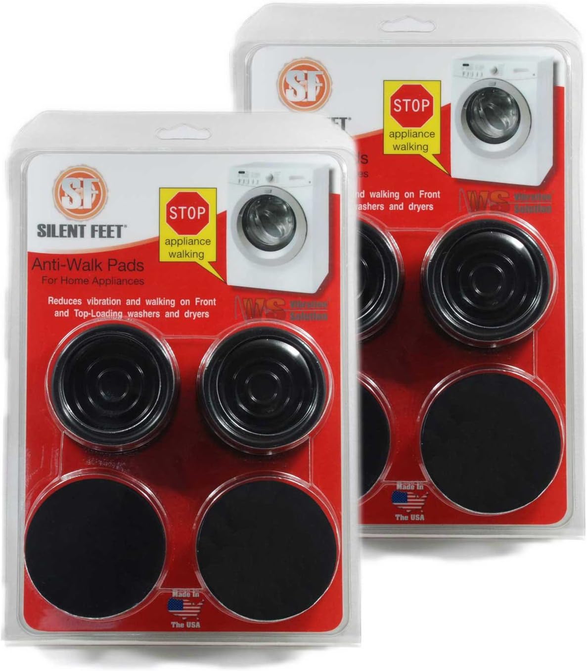 Anti-walk Silent Feet (Twin Pack) - Anti-Vibration Pads for Washing Machines and Dryers