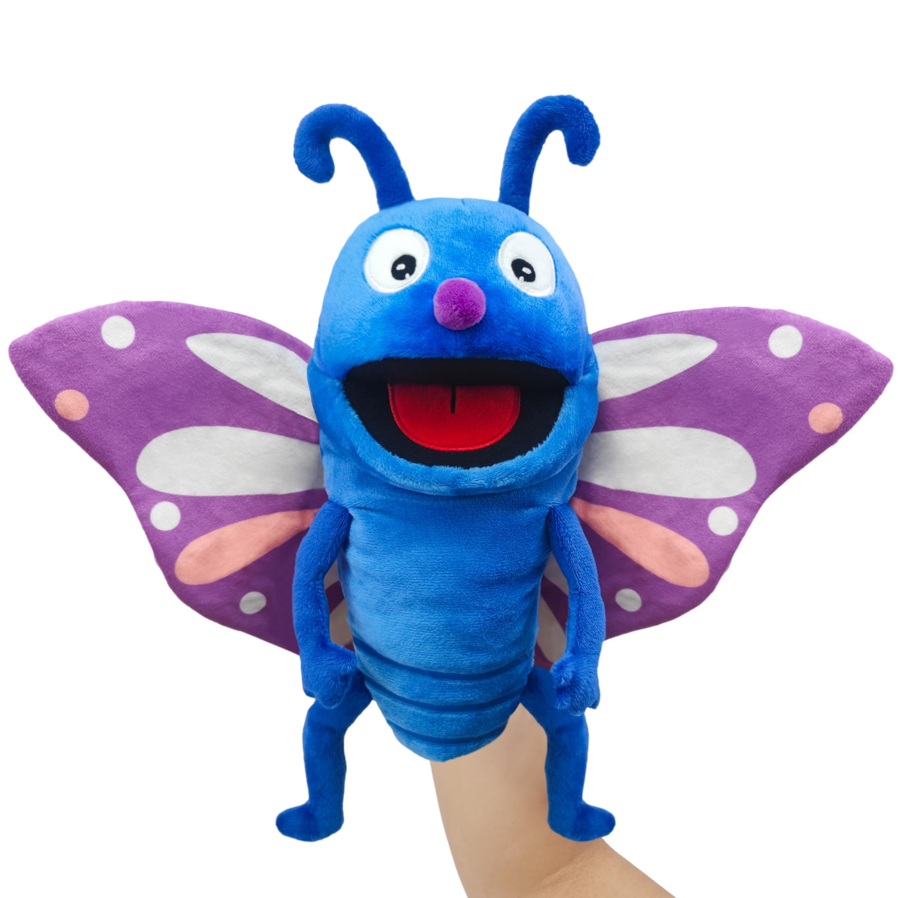 JUSTQUNSEEN Butterfly Hand Puppet - Animal Puppets for Toddlers & Kids, Age 1-8, Role Play