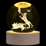 XIANNVXI 3D Tulip Butterfly Crystal Ball Paperweight with Light Base 60mm